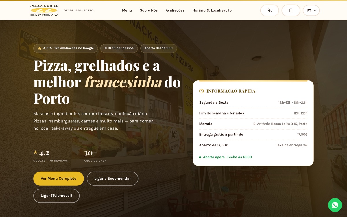 Pizza & Grill ZZ Expresso website preview